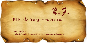 Miklóssy Fruzsina névjegykártya