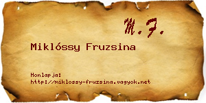 Miklóssy Fruzsina névjegykártya